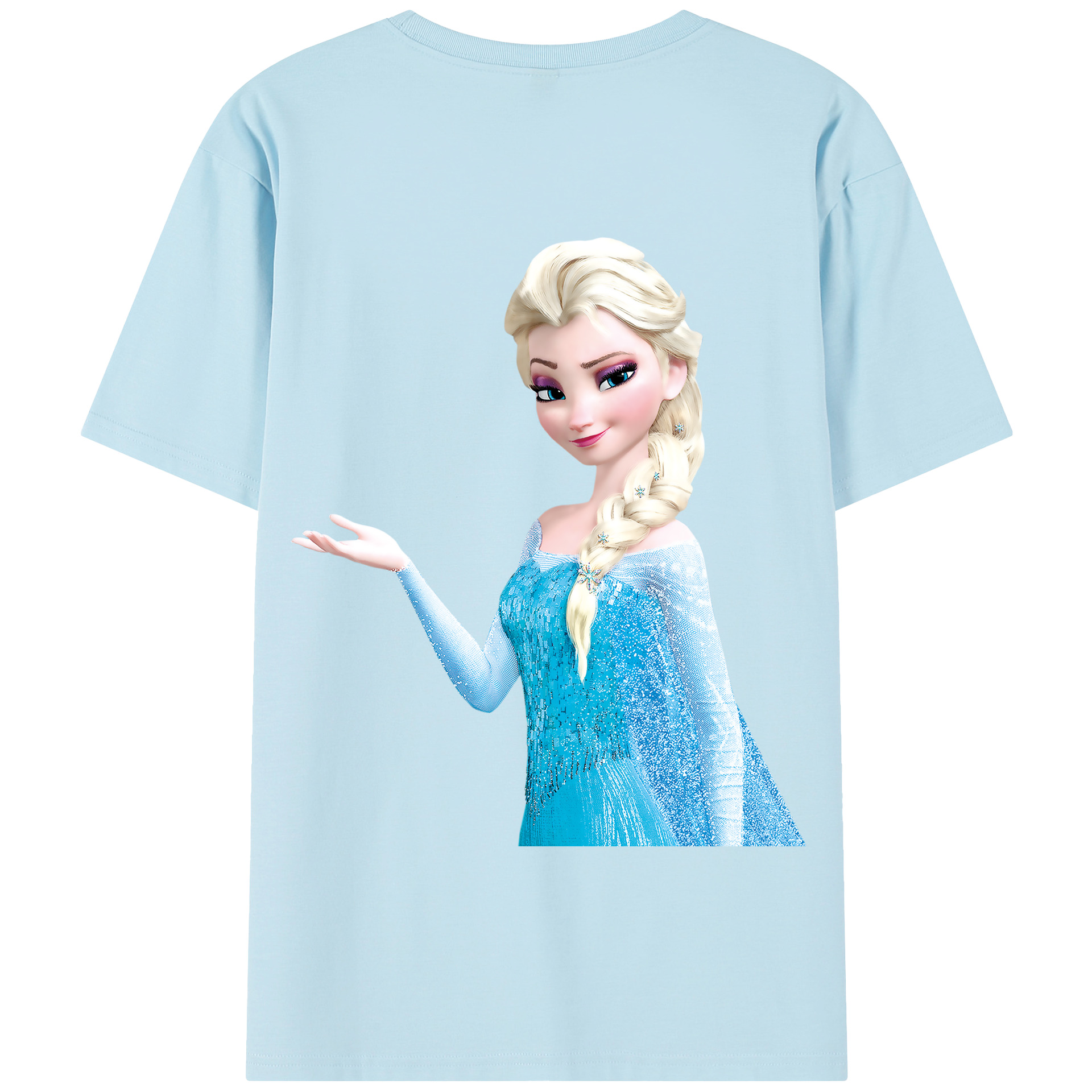 （画像用） アナと雪の女王 アンナ エルサ Frozen Anna Elsa 綿100％半袖Tシャツ（背面プリント）